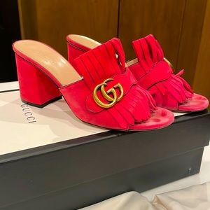 Gucci GG pink heeled sandal